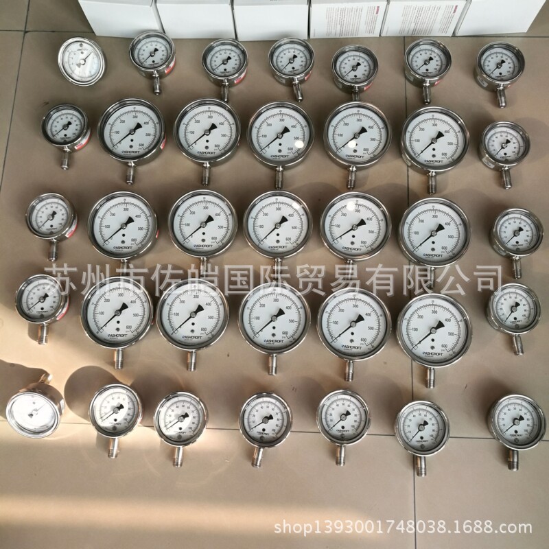 美国ASHCROFT雅斯科品牌FM认证不锈钢压力表25-1009-SW型号真空表