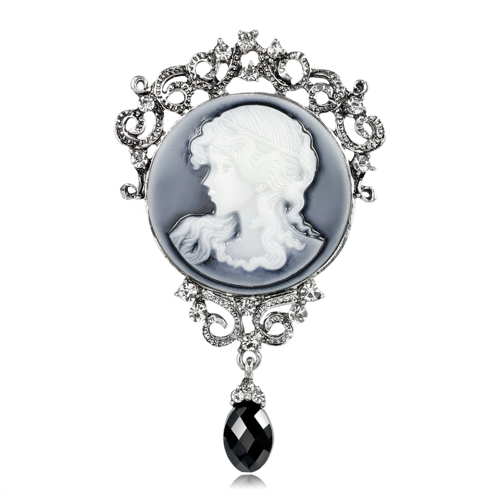 Retro Elegant Beauty Head Brooch Queen Crystal Brooch Retro Brooch Brooch Export