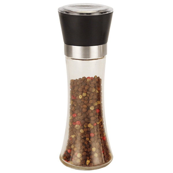 Cruzar la frontera en forma de torre de cabeza plana cabeza redonda de acero inoxidable ABS plástico molinillo de pimienta eléctrica de acero inoxidable de sal gruesa barbacoa