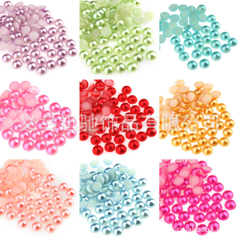 All sizes and colors ABS semicircle imitation pearls all connected nail Pearl mobile phone beauty Pearl