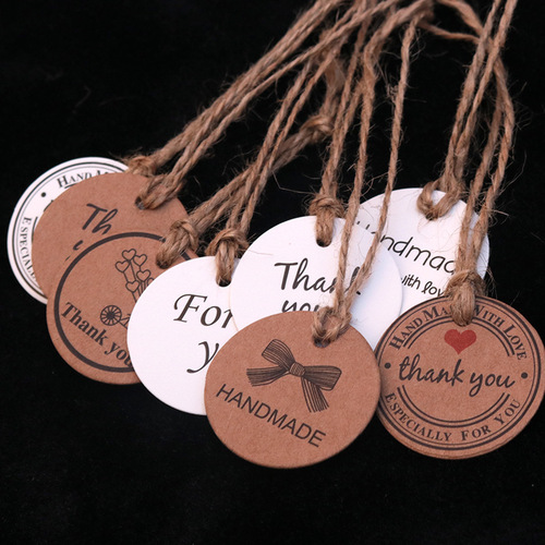 White 3*5cm Flower Head Hanging Tag Baking Tag Christmas Birthday Hanging Tag Label Card Gift Card 2 Colors