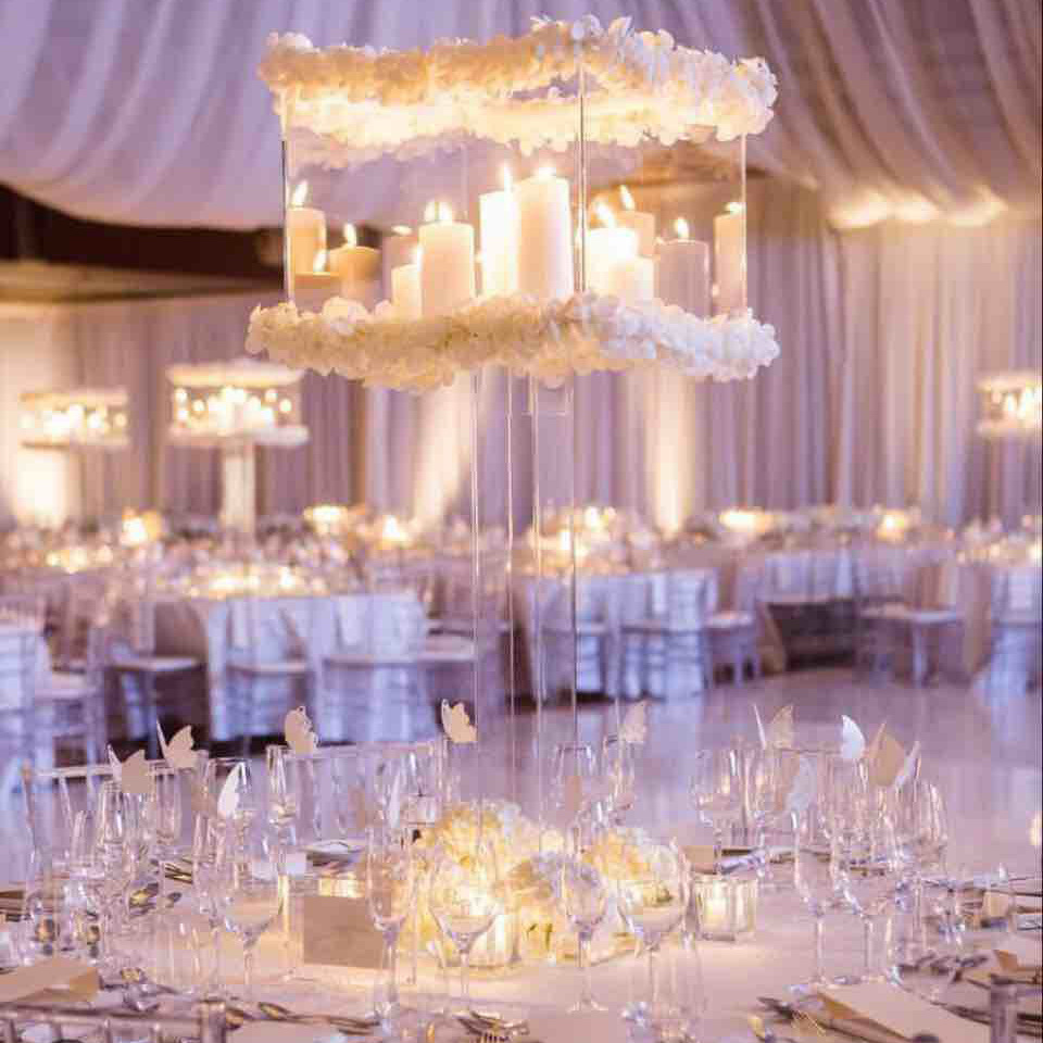 定做亚克力桌上蜡烛台透明烛光罩宴会蜡烛盒深圳工厂直销