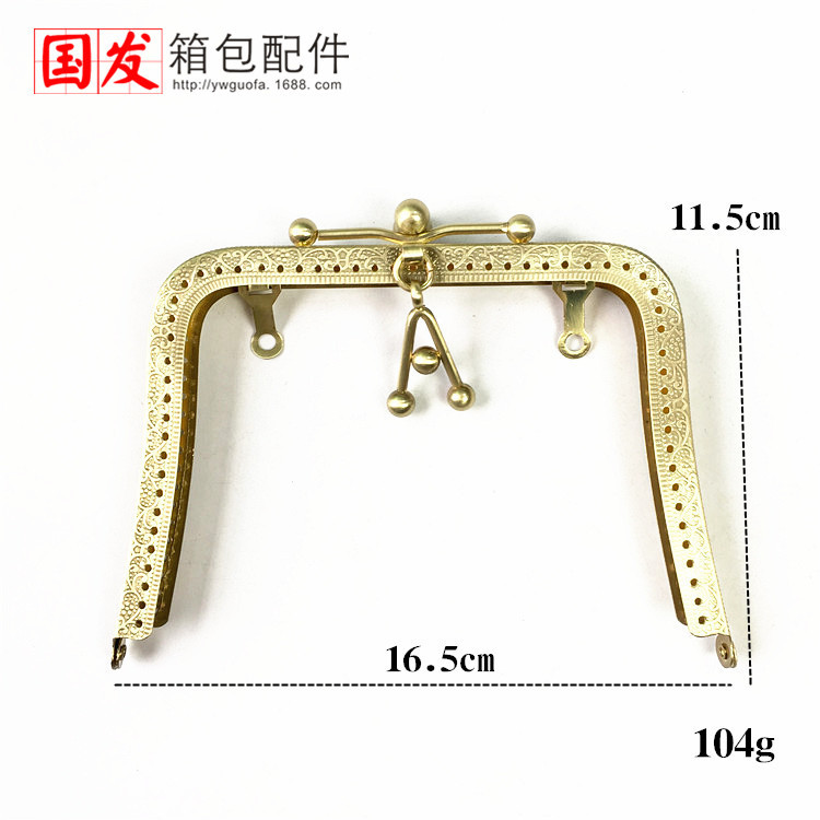 50%: 16.5CM trapezoidal gran pozo en relieve colgante boca de bolsa de oro