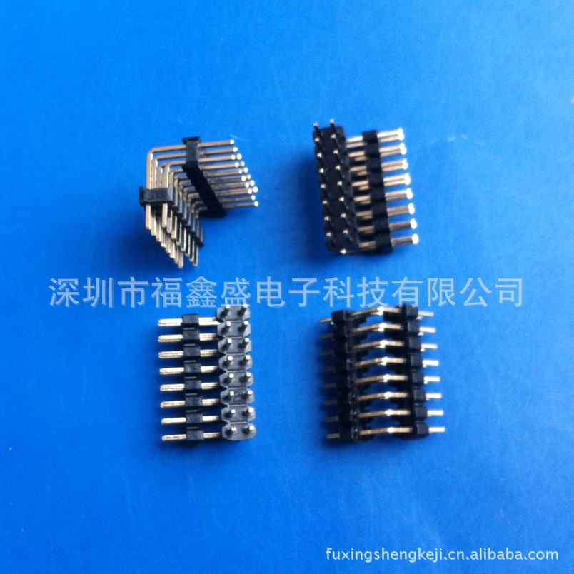 供应2.54/2.0排针排母双塑双弯90度弯角排针180度SMT连接器