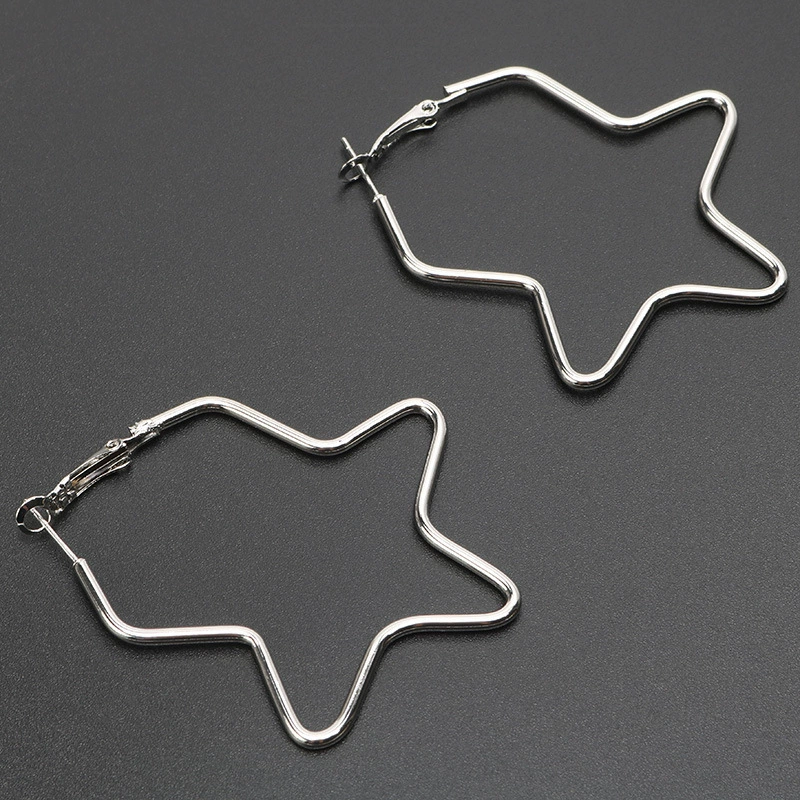 Exaggerated Love-Shaped Hoop Earrings, Metal Large 50 mm, 6 Styles, Lightweight 11 g
