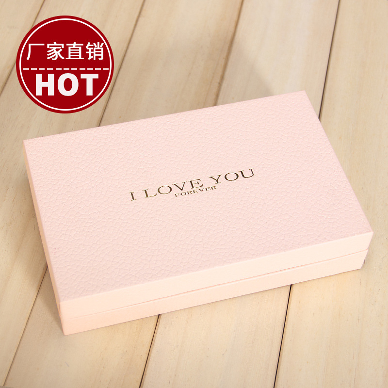现货直销翻盖烫金礼品盒粉色长方形书型盒口红香水精油通用包装盒