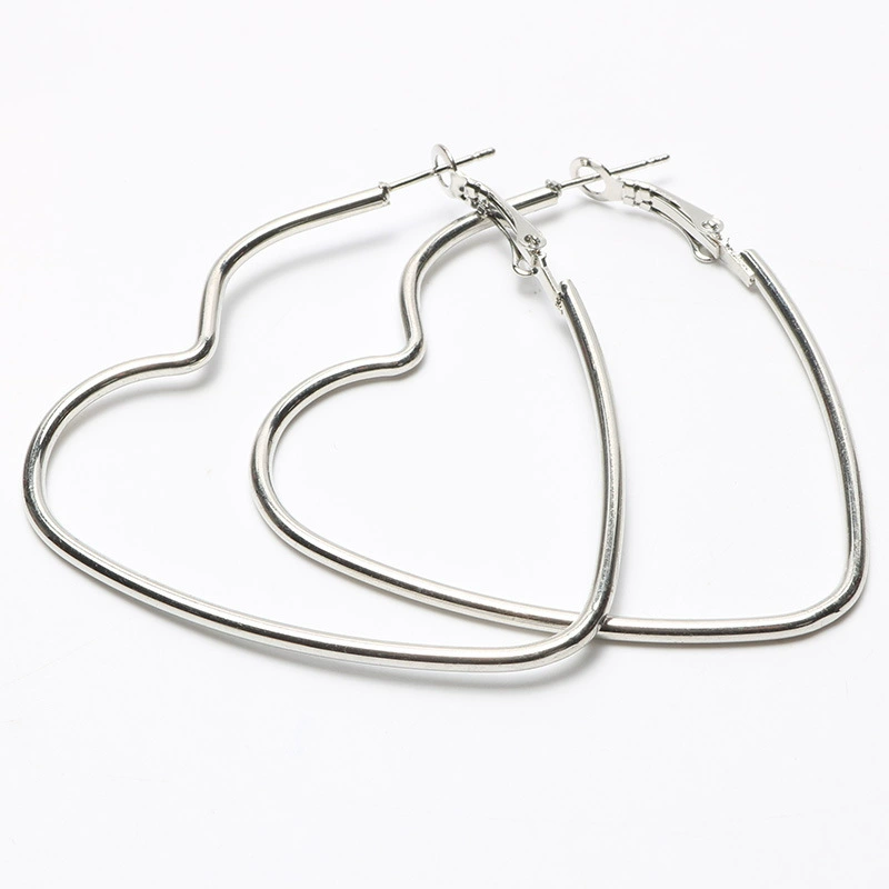 Exaggerated Love-Shaped Hoop Earrings, Metal Large 50 mm, 6 Styles, Lightweight 11 g
