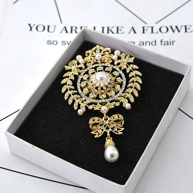 Brooch, badge from pearl, retro pin