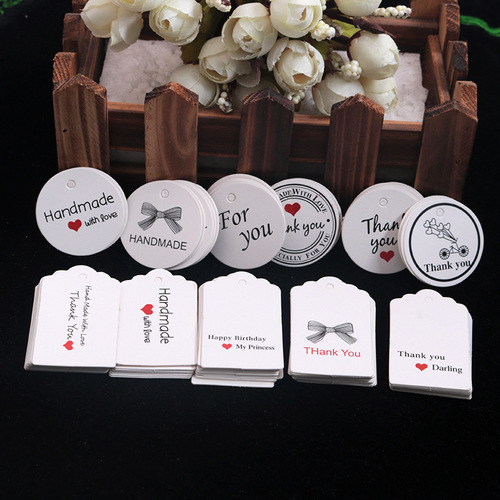 White 3*5cm Flower Head Hanging Tag Baking Tag Christmas Birthday Hanging Tag Label Card Gift Card 2 Colors