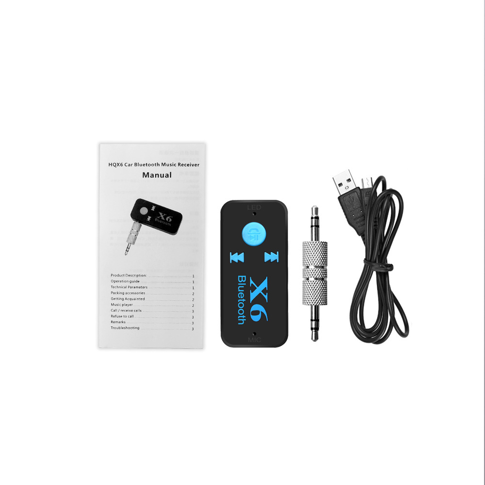 X6 receptor Bluetooth del coche receptor Bluetooth audio se puede insertar la tarjeta TF lado de carga uso Walkman fuente fábrica