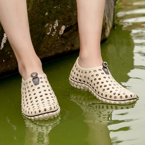 New Fashion Water-Resistant Cool Breathable Beach Men's Shoes with Cap Toe Slip-On Bird's Nest Hole Shoes 2255