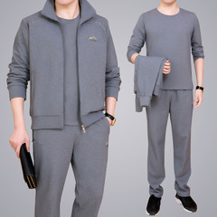 2024春秋長袖運動服男中年健身晨跑透氣大碼運動套裝男春秋三件套