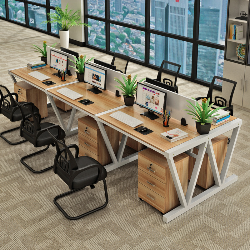 Card Staff Desk Four Staff Computer Desk Combination Simple Modern 2/4/6 Work with Screen