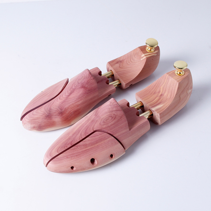 Cedar Wooden Shoes Shoe Support Last Spring Double Tube Adjustable Shoe Expander Leather Shoes Shoes Shaping Protection Wrinkle-resistant and Taste-removing Single Size