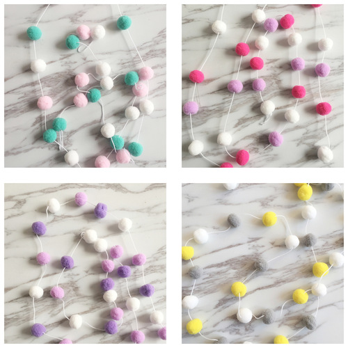 ins decoration Nordic style home soft decoration photo children's room girl's room decoration macaron color hair ball string hangings