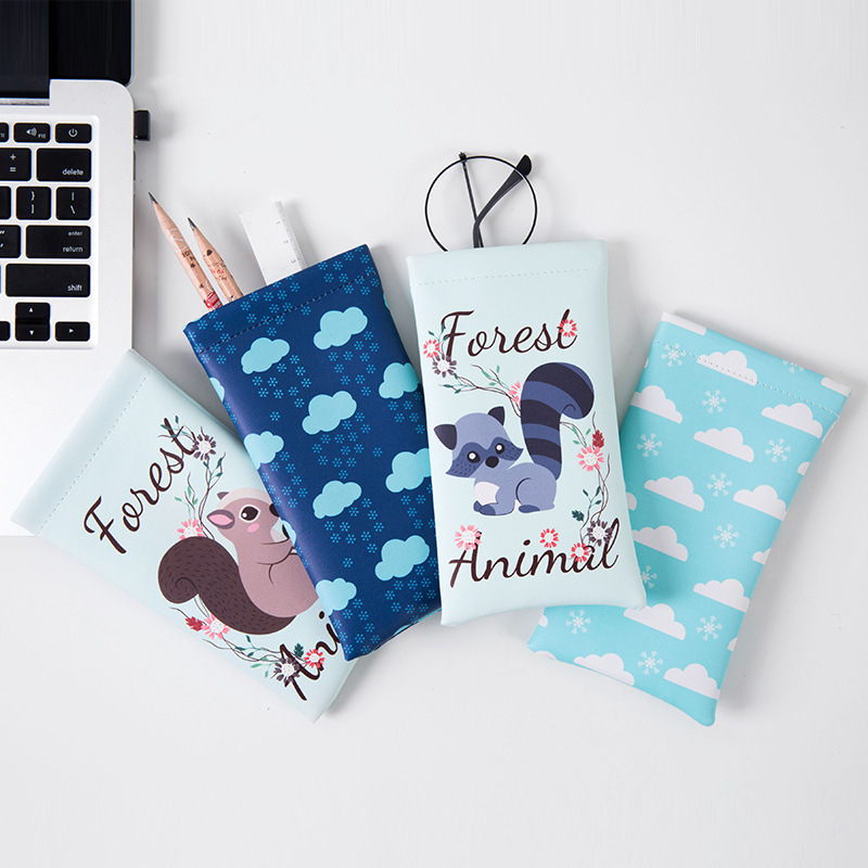 Spring Automatic Closing Simple Storage Bag Travel Portable Sunglasses Cloth Bag Cartoon Waterproof Mobile Phone Bag 33g