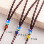 复古民族风项链绳小景泰蓝配红黄玛瑙青金石珠子靓丽吊坠挂绳批发