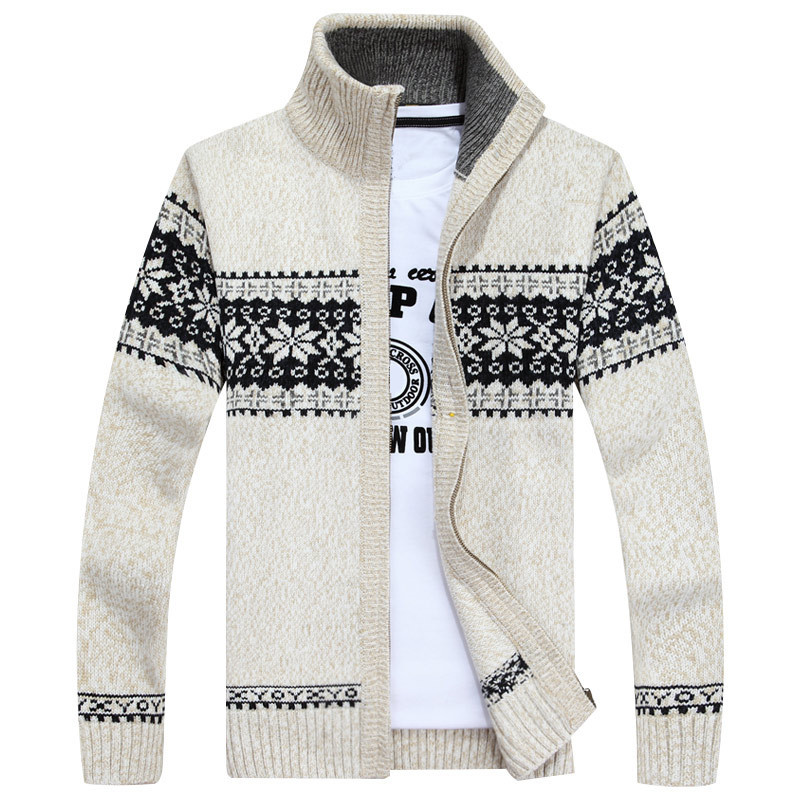 Men's Yi Ding Sen sweater autumn and winter thickened a generation of hair collar cardigan knitted rhombus zipper spot wholesale