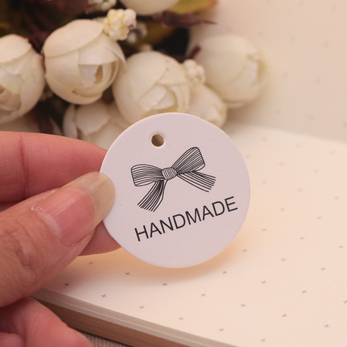 White 3*5cm Flower Head Hanging Tag Baking Tag Christmas Birthday Hanging Tag Label Card Gift Card 2 Colors