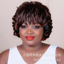 假发头套短发女士假发 欧美假发酒红色机制玫瑰网假发套
