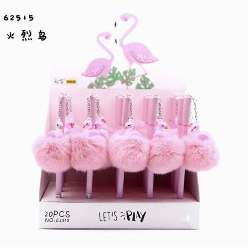 Pendant rollerball pen, 0.5 mm water-based ink, fluffy pompom pendant, students' stationery