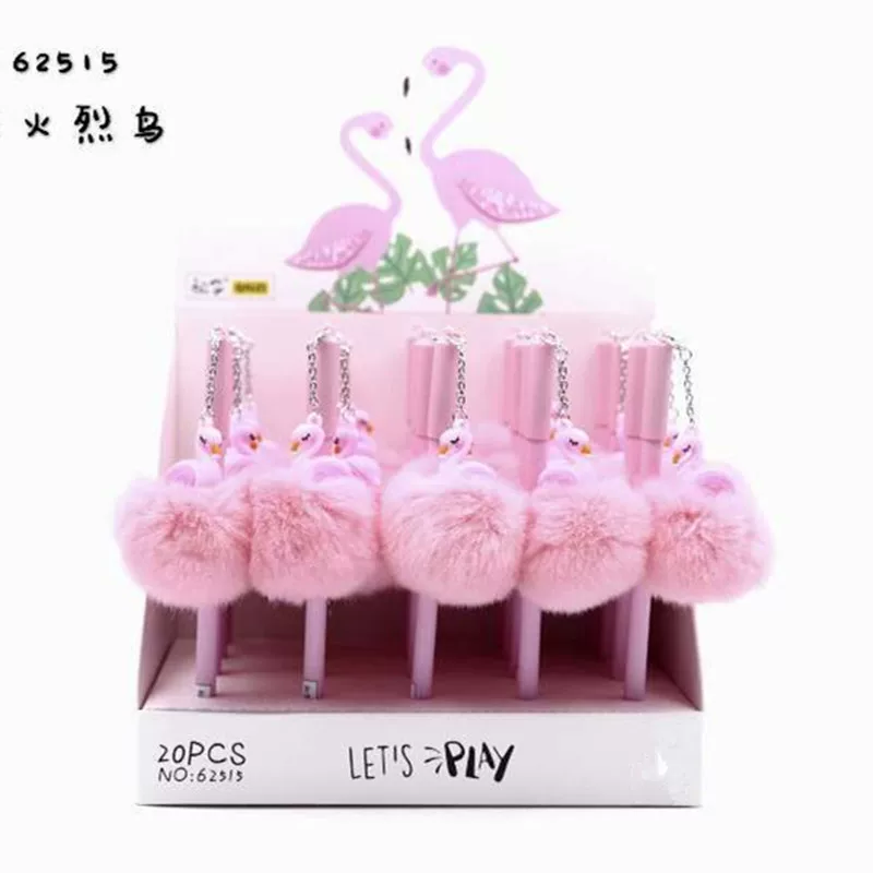 Pendant rollerball pen, 0.5 mm water-based ink, fluffy pompom pendant, students' stationery