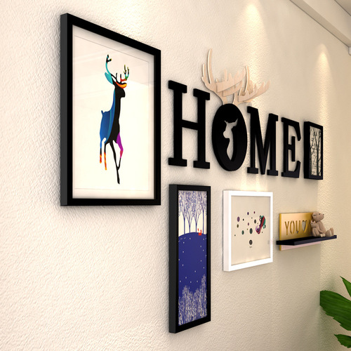 Nordic deer head creative decorative photo frame wall entrance restaurant picture frame combination living room sofa personalized wall hanging decoration