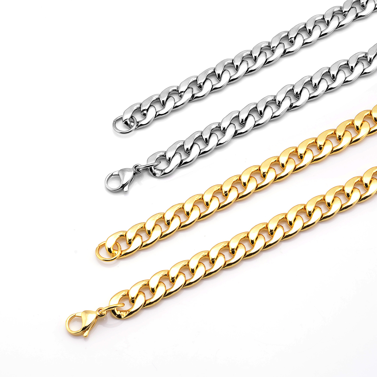 Stainless Steel Chain Necklace Gold And Silver Chunky Link Style_voghion.com