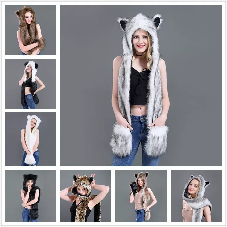 Winter Cartoon Hat, Scarf & Gloves Set (Speed Tong) — One Size, Multiple Animal Styles