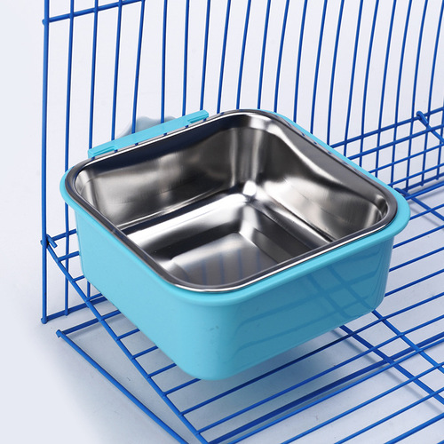 Pet food utensils dog water bowl fixed hanging stainless steel dog bowl cat food bowl wholesale