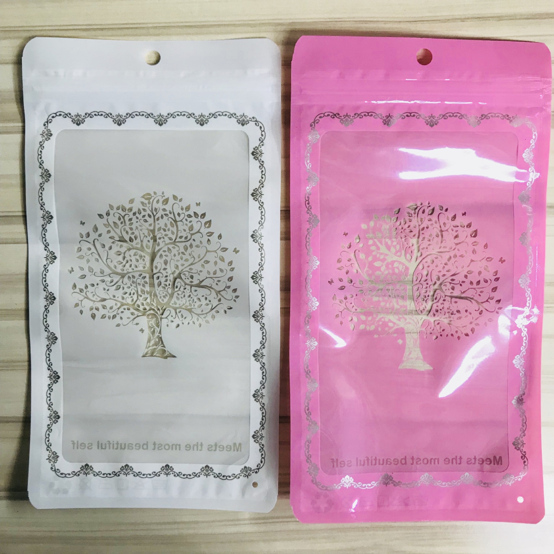 Universal Cotton Socks Packaging Bag, Cotton Socks, Short Socks, Steel Wire Socks, Self-Sealing Bag, Small Tree Universal Eye Mask Packaging Bag