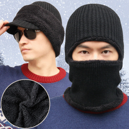 Cycling Warm Face Mask Outdoor Cold-Proof Neck Gaiter Ski Face Protection Fleece Headband Winter Knitted Wool Hat