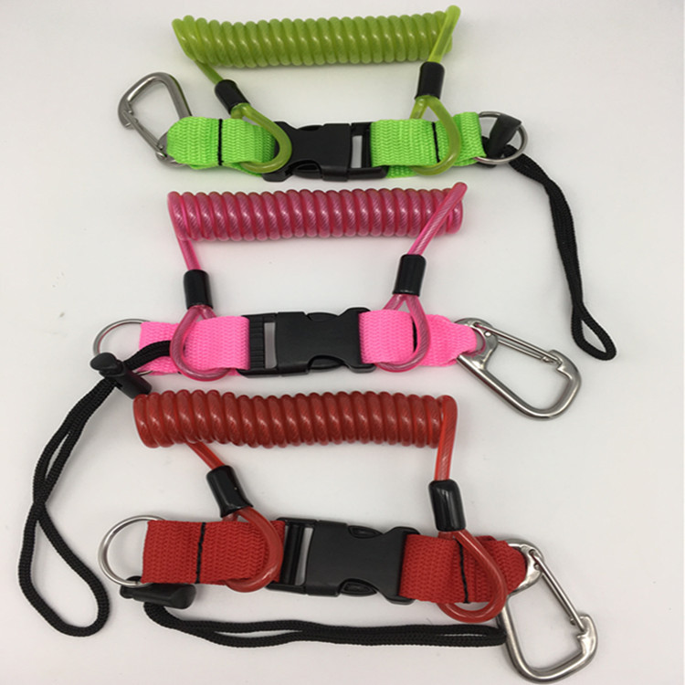 Cuerdas de alambre de acero de resorte de goma, cuerdas de acero TPU de color translúcido, cuerdas de seguridad de resorte de color brillante, cámaras de buceo perdidas