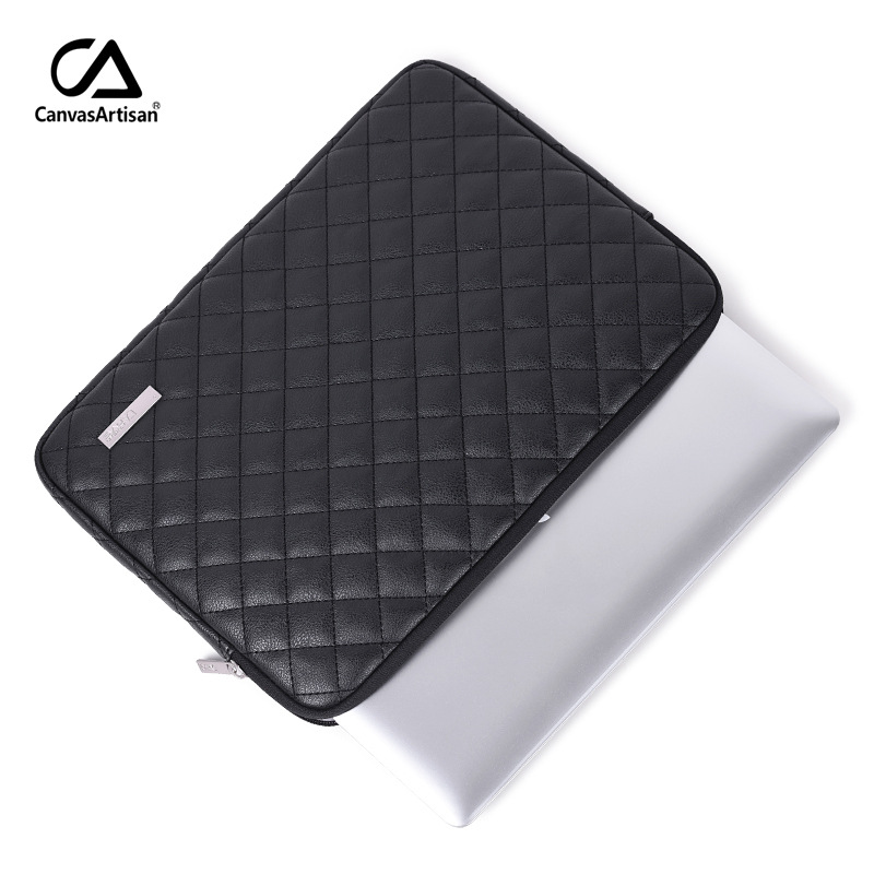 Canvasartisan pastel de lona al por mayor estilo coreano bolsa de ordenador portátil lychee patrón rombo liner bolsa