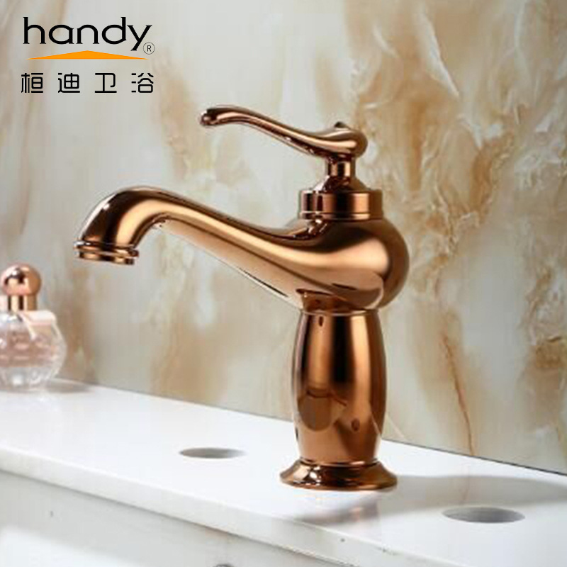 Manufacturer Wholesale Rose Gold Plated Hot and Cold Mixed Water Basin Faucet Antique Faucet Double Washbasin Faucet