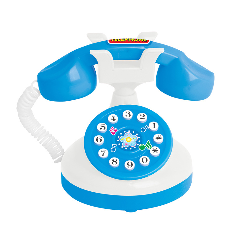 Simulación transfronteriza mini teléfono azul pequeño electrodoméstico juguete escena educativa para niños Juego decoración con sonido y luz