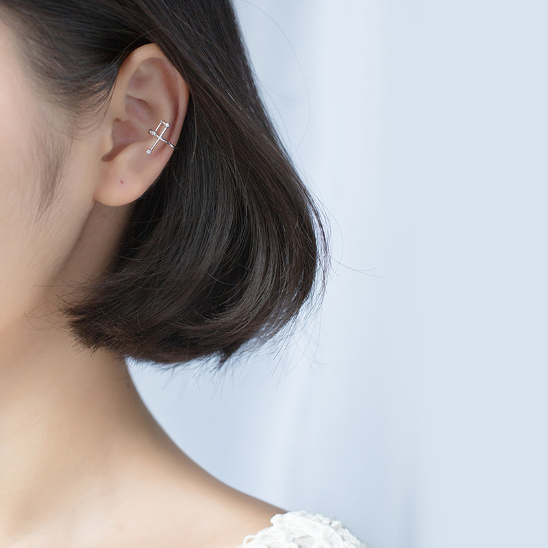 s925 plata constelación auriculares doce constelación deseo estrellas sin agujeros de orejas pendientes E7993