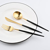 银貂 Lyon Western Kids and Fork Tablets 304 Stainless Steel Bulls and Bulls Spoon Plated Black Gold Stainless Steel Tableware