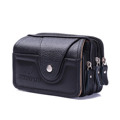 New leather crossbody waist bag for men and middle-aged adults, with a belt, business style, waterproof, multifunctional, wholesale
