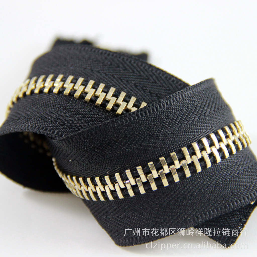 8#浅金磨光金属铜拉链 8号码装磨光单拉批发 多色供应