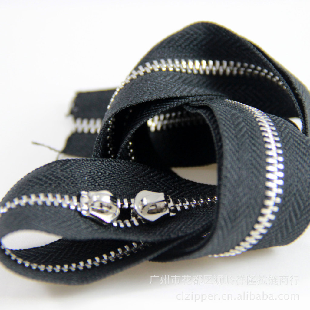 3号金属铜码装双拉拉链批发 3#白金Y牙双拉拉链 多色供应