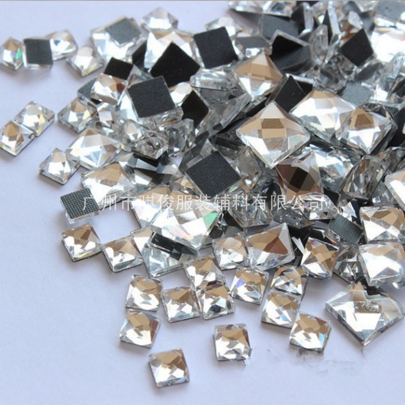 异型烫钻批发 正方平底玻璃烫钻 仿中东烫钻 服饰烫钻烫图