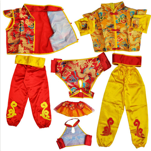 Children's Performance Costumes Dragon Brocade Festive Yangko Costumes Toddler Dragon and Phoenix Drum Costumes National Dance Waist Drum Performance Costumes Wholesale