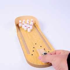 Mini Bowling Tabletop Game Wooden Children's Educational Innovative Toy Solid Wood Parent-Child Fun Rolling Ball