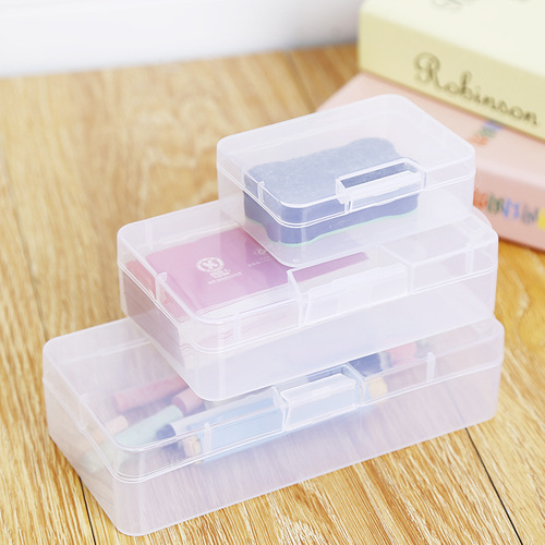 Snap large rectangular plastic box transparent stationery tool organizer box with lid mobile phone accessories storage box PP