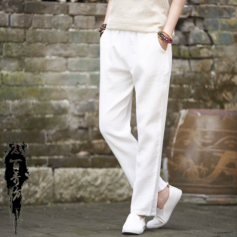 Женские брюки в китайском стиле из хлопка и льна в стиле Дзен, коллекция Осень/Зима 2025, винтажные мягкие влагопоглощающие брюки прямого кроя длиной до щиколотки