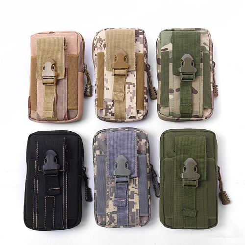 Manufacturer vertical canvas mobile phone sports waist bag multi-functional tactical bag camouflage wear belt casual wholesale