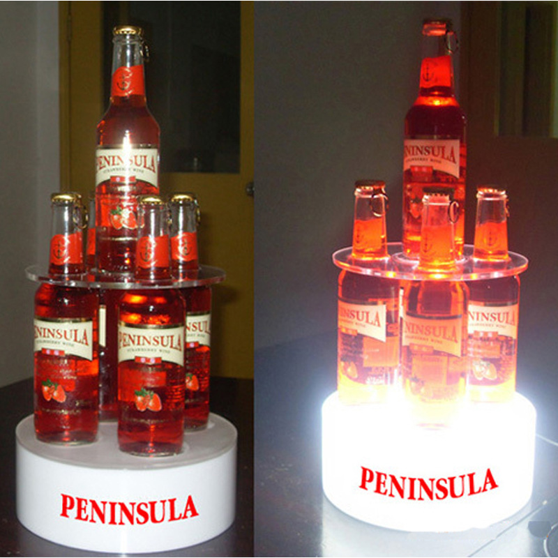 压克力LED发光座 红酒展示座 葡萄酒圆柱形座 促销酒座 深圳工厂