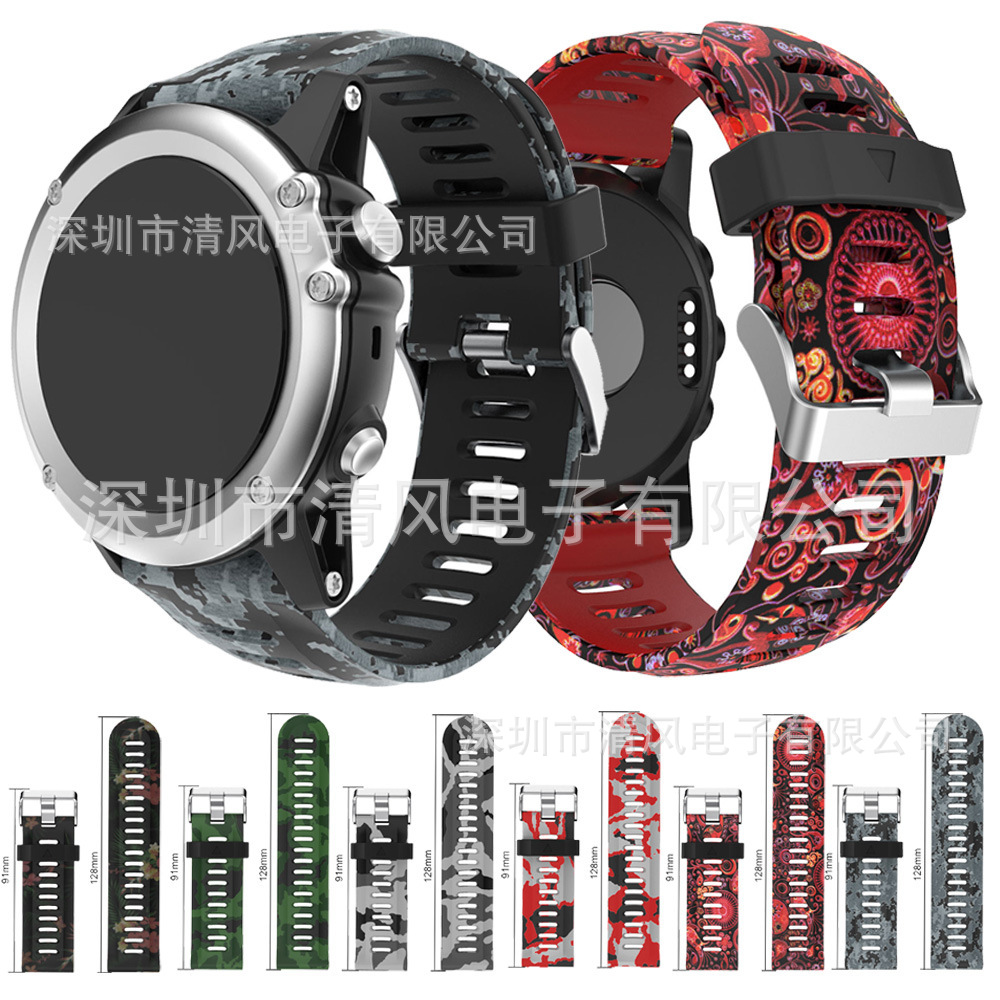 For Jiaming Fenix3HR/Fenix5x Silicone Strap Sport fenix6x/7x Printed Watch Strap