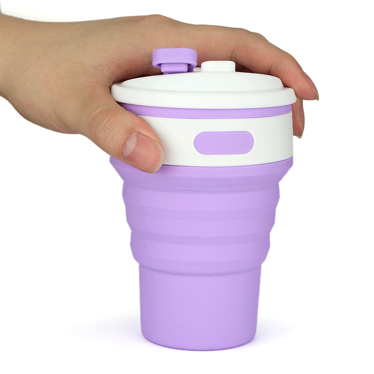 Fábrica al por mayor al aire libre plegable taza moderna simple 350ml taza de silicona resistente a la caída de agua hirviendo plegable taza de café